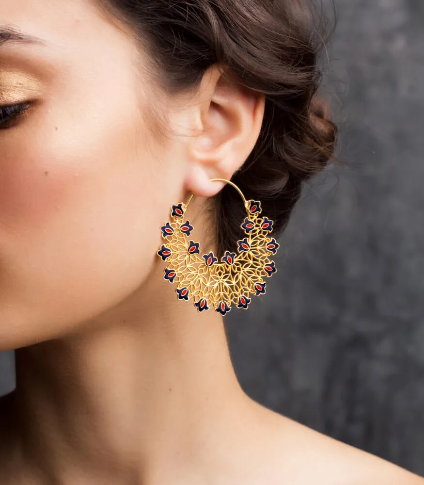 Lace of Flowers Hoop Earrings