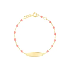 Little Gigi Fuchsia bracelet, Oval plaque, Yellow Gold, 5.9"