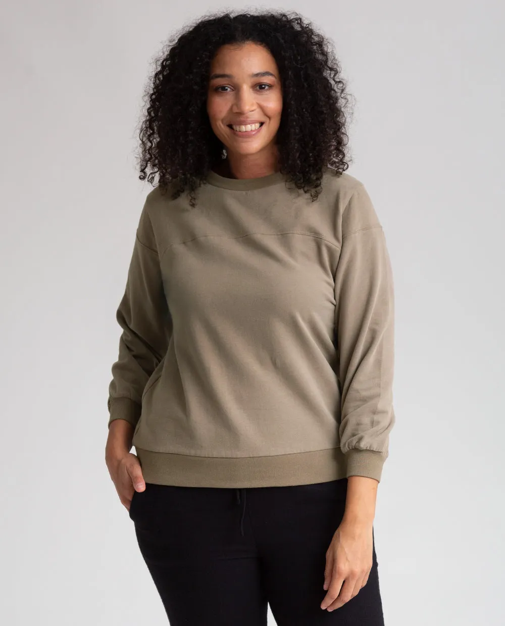 Louisa Organic Cotton Top In Olive