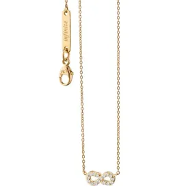 MONICA RICH KOSANN 18K YELLOW GOLD PAVE DIAMOND INFINITY CHARM NECKLACE