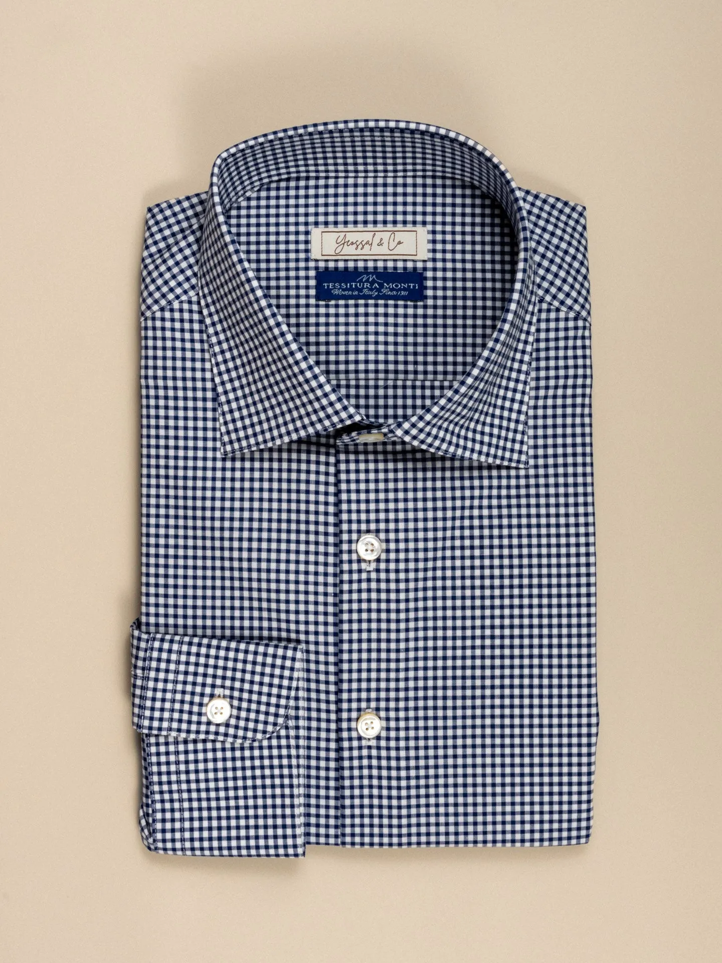 Monti Navy Gingham Cotton Shirt MFC0204