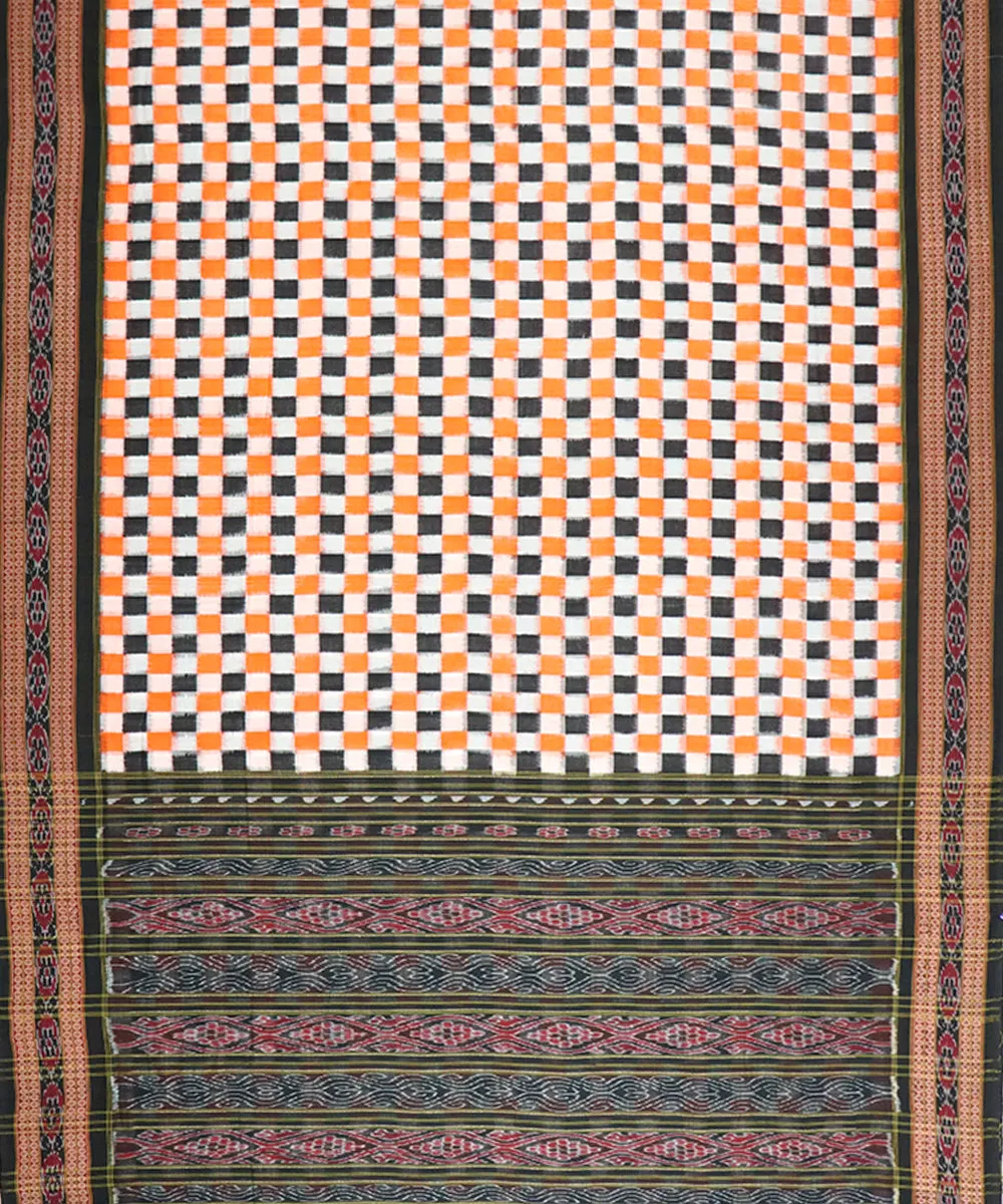 Multicolor black cotton handloom sambalpuri saree