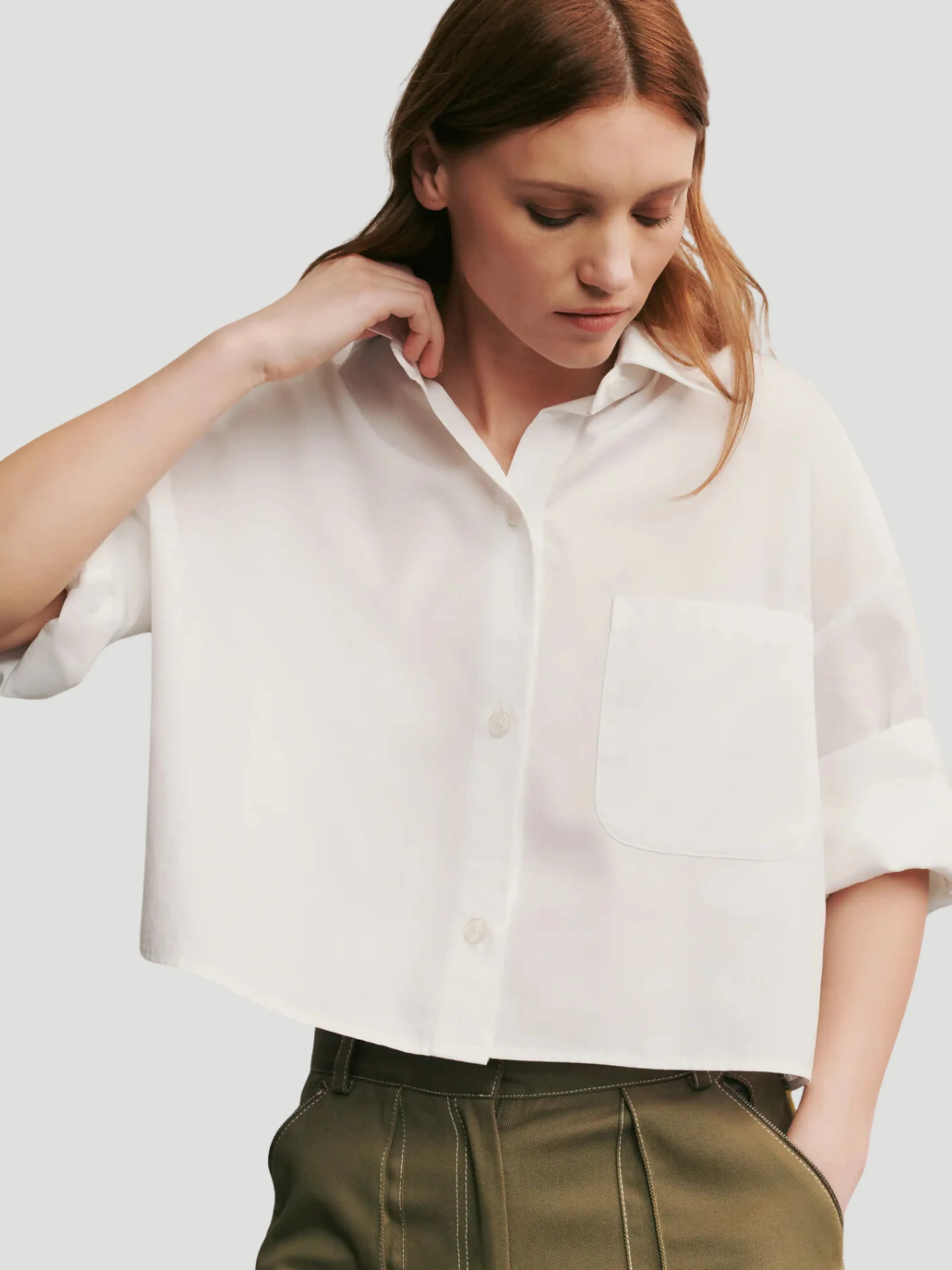 Next-Ex White Cotton Poplin Shirt