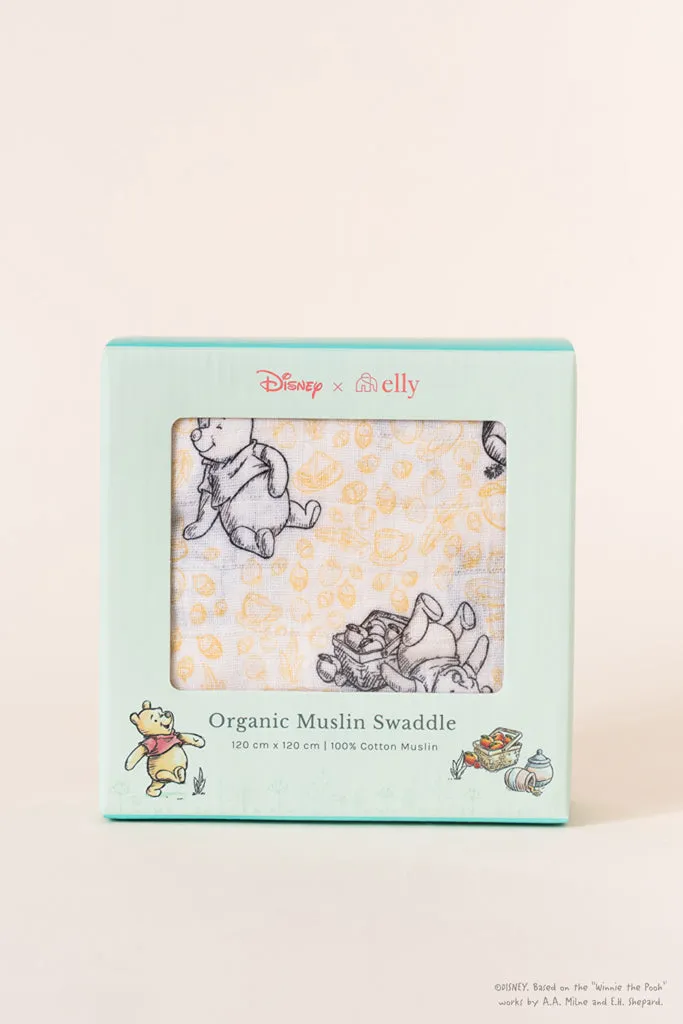 Organic Cotton Swaddle - Yellow Hunny Pooh