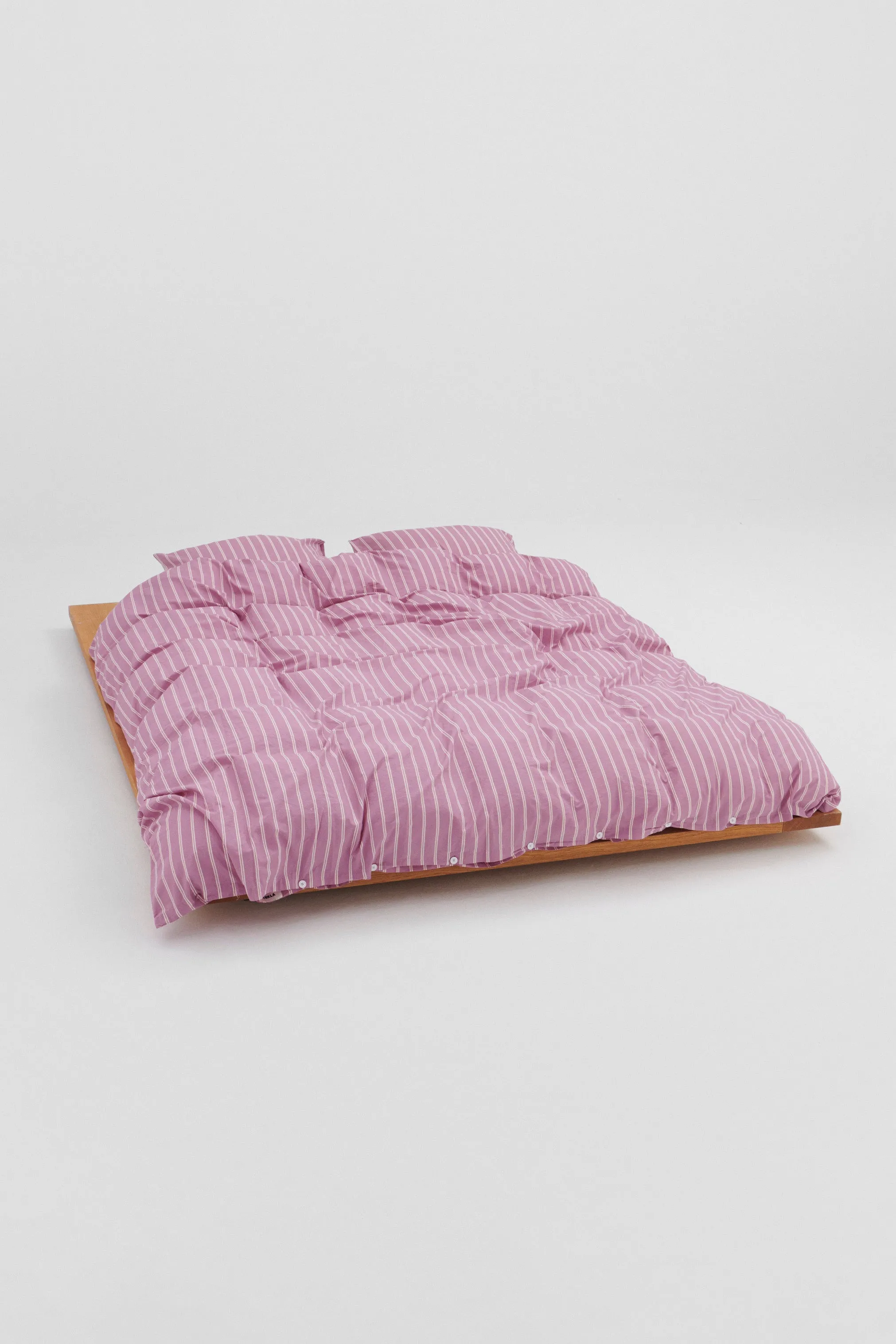 Percale King Duvet Cover Mallow Pink Stripes