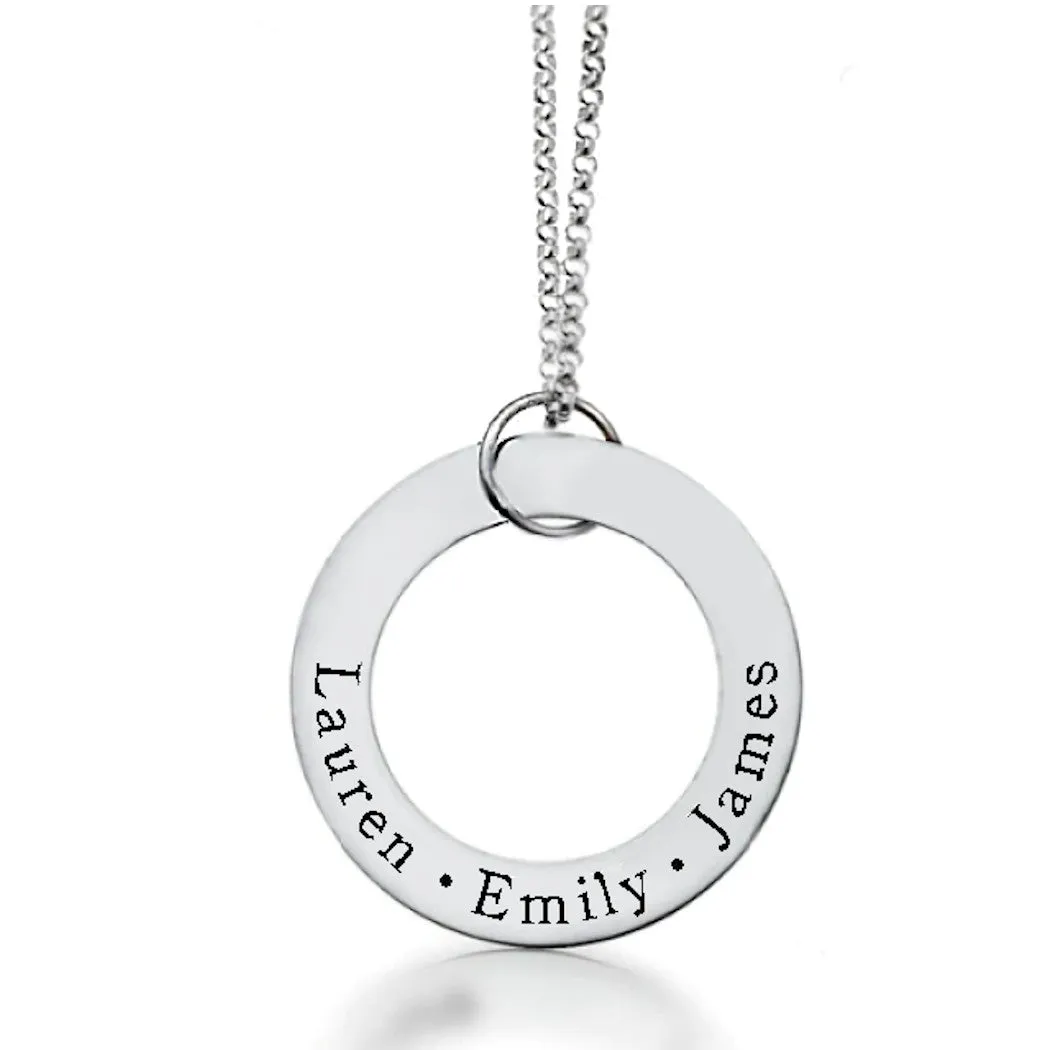 Personalized Necklace With Kids Names - Custom Name Round pendant