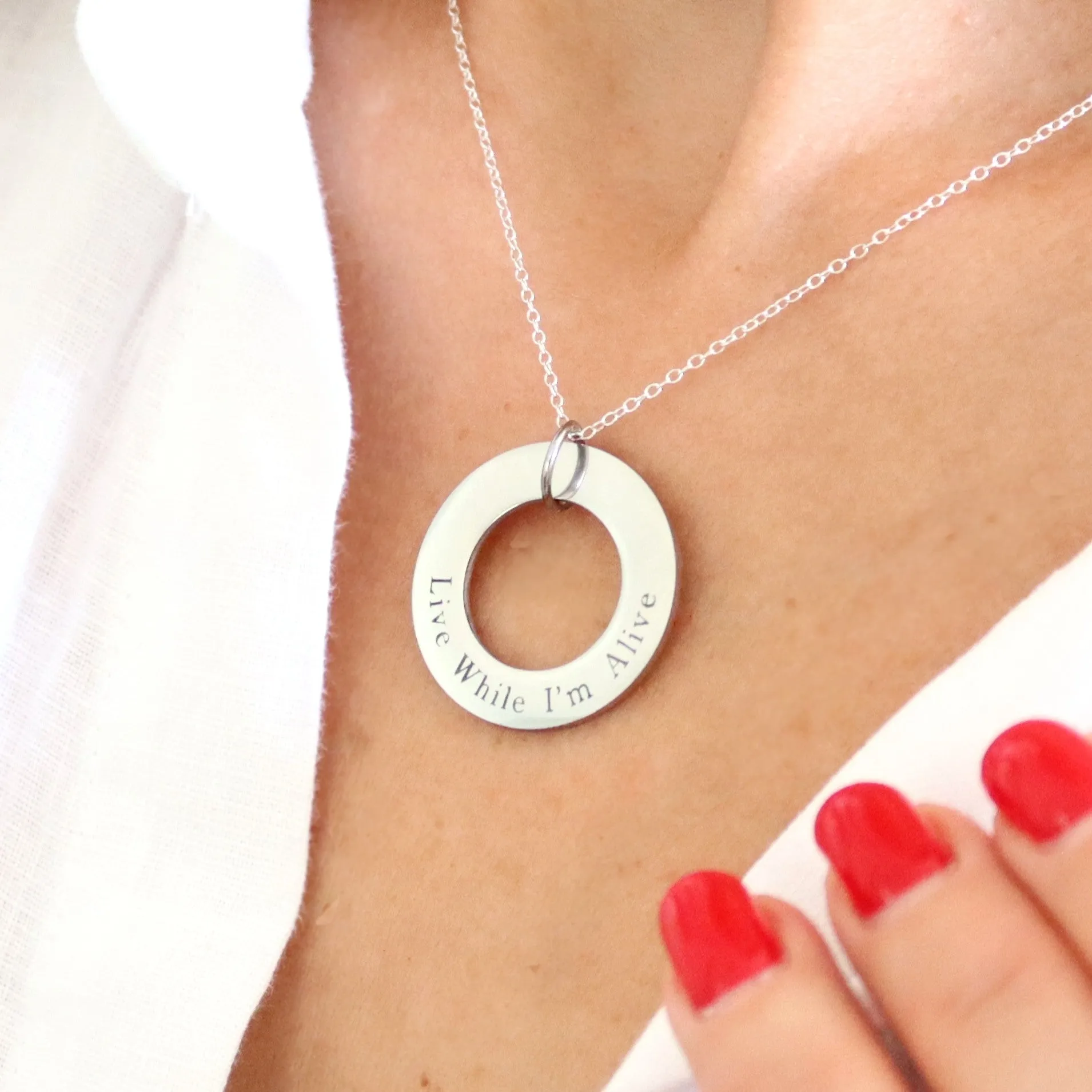 Personalized Necklace With Kids Names - Custom Name Round pendant