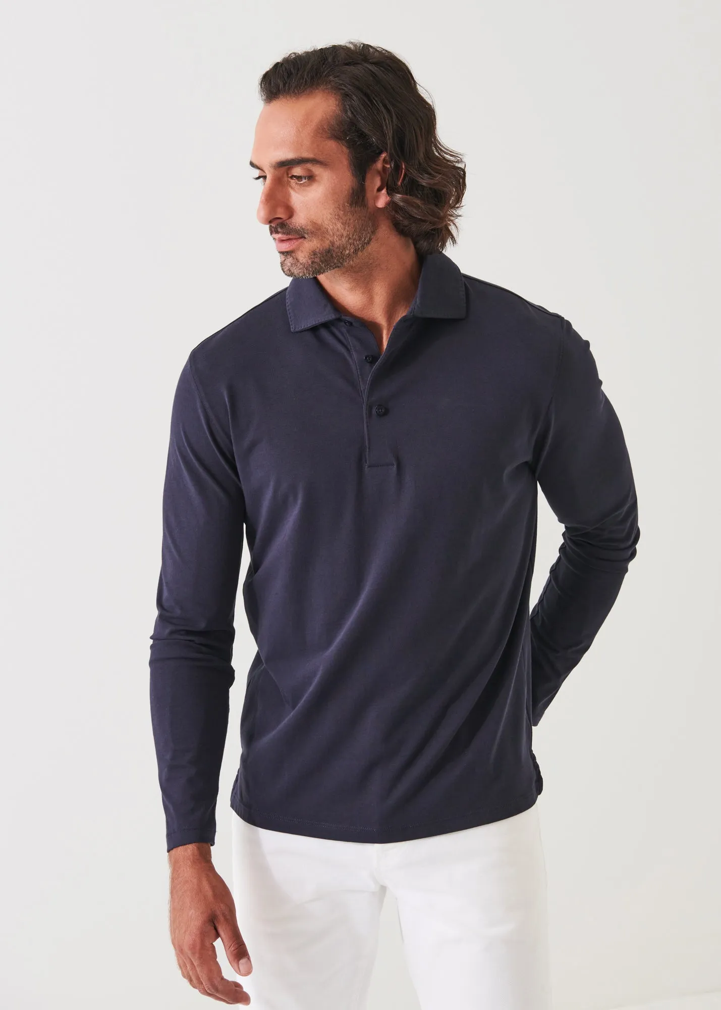 PIMA COTTON STRETCH LONG SLEEVE POLO