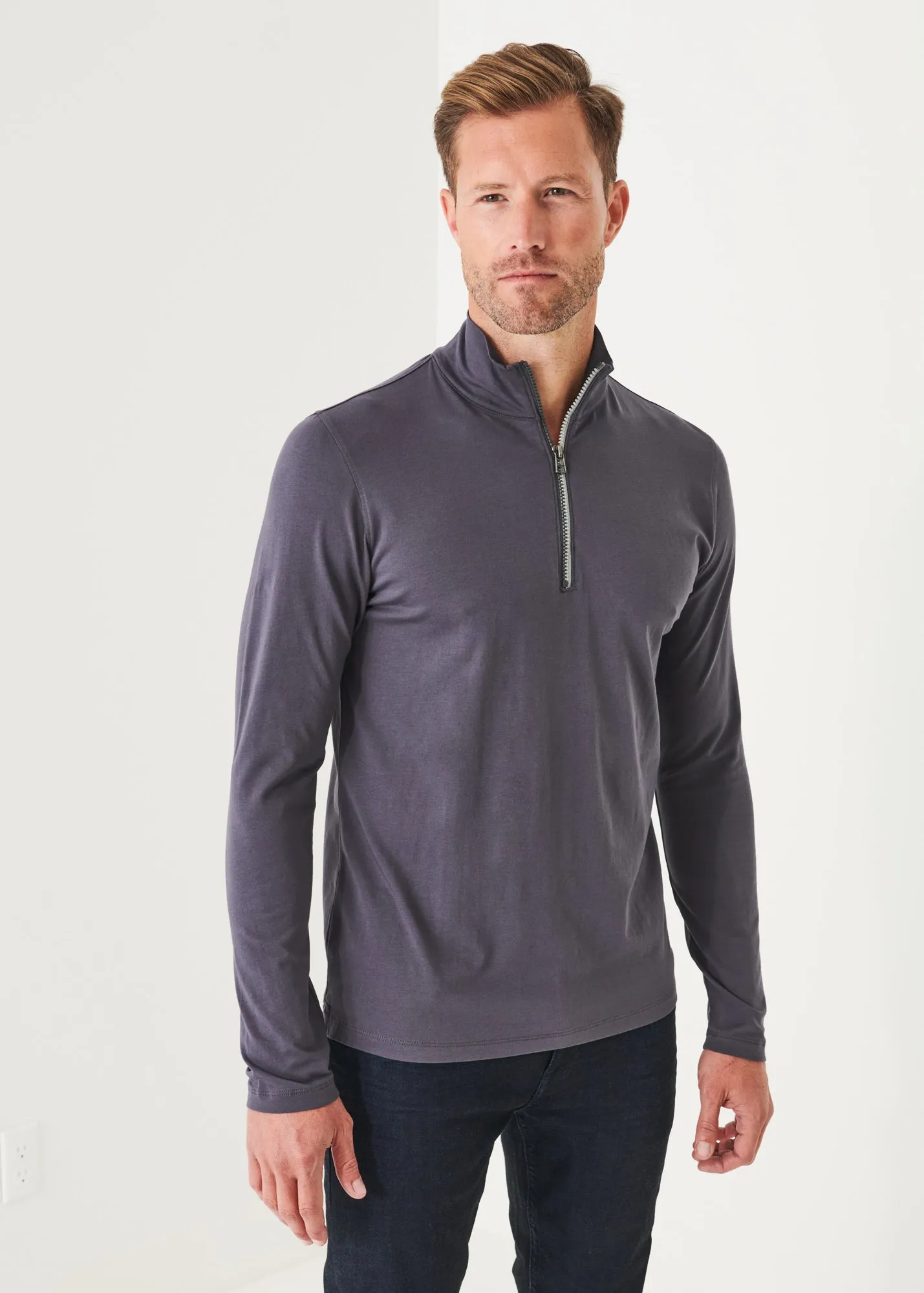 PIMA COTTON STRETCH ZIP MOCK