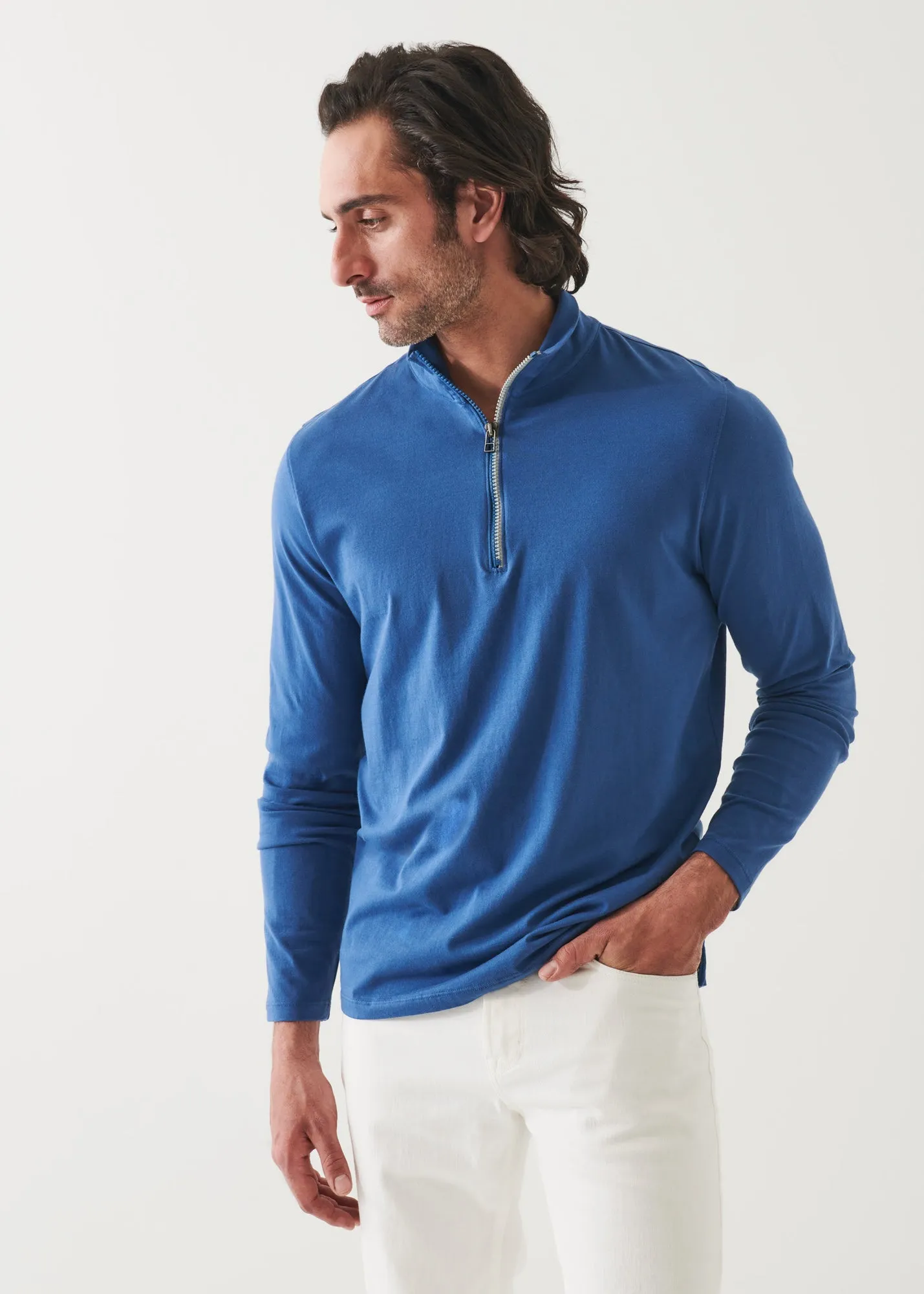 PIMA COTTON STRETCH ZIP MOCK