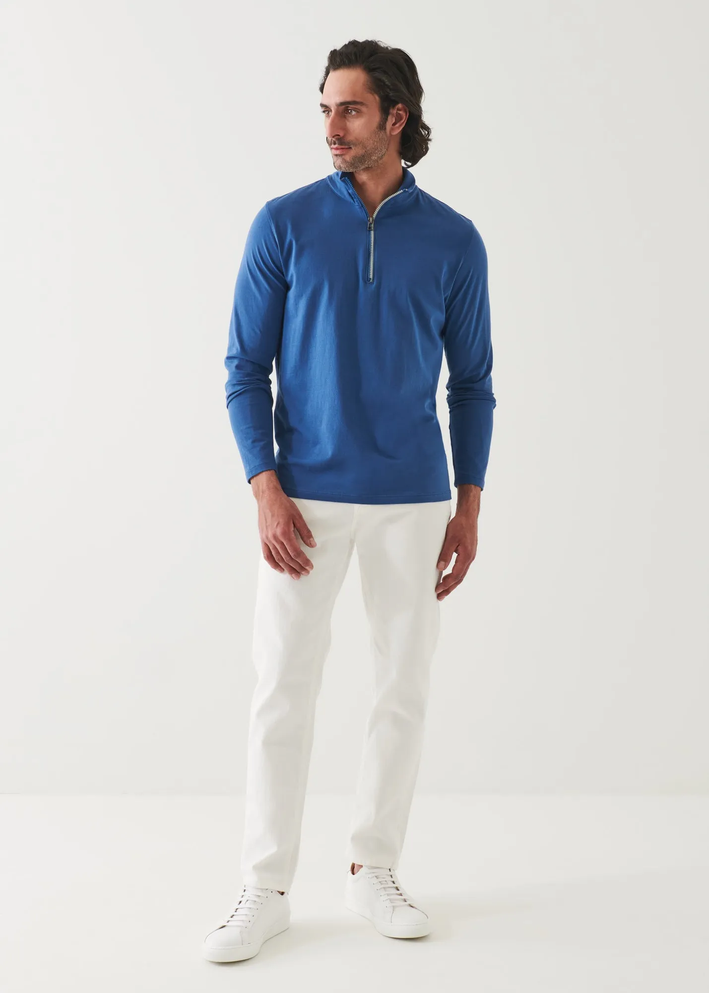 PIMA COTTON STRETCH ZIP MOCK