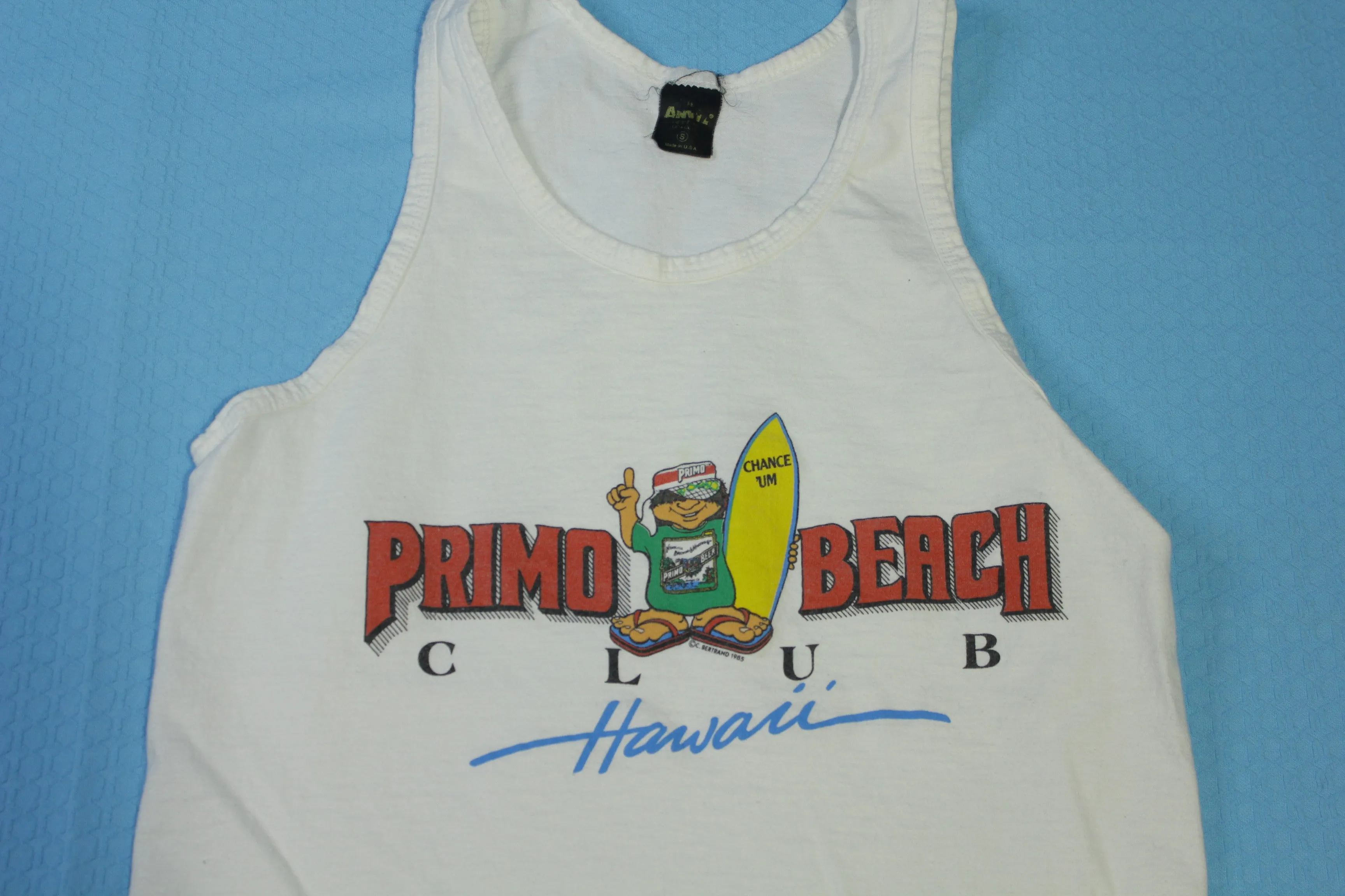 Primo Beer Beach Club 1985 Chance 'Um Hawaii Vintage 80's Tank Top