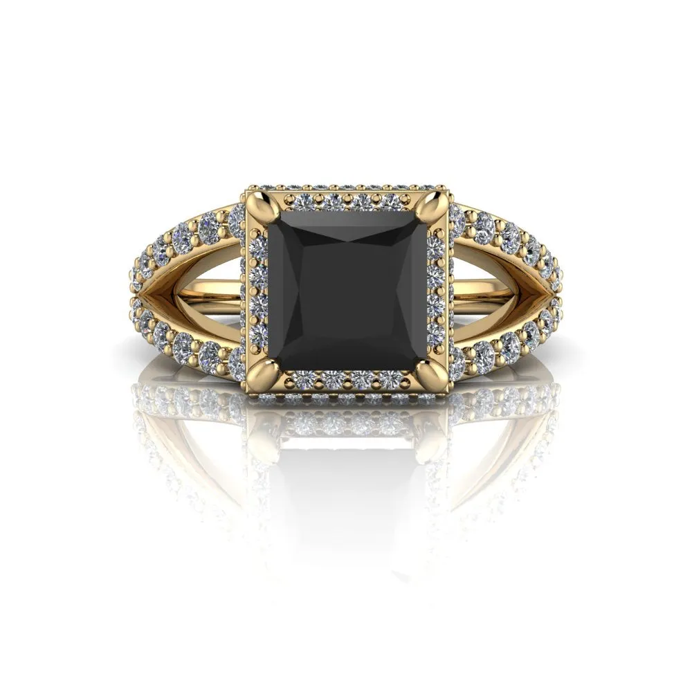 Princess Cut Black Diamond Engagement Ring