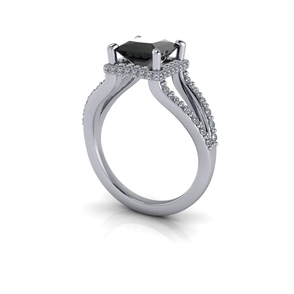 Princess Cut Black Diamond Engagement Ring