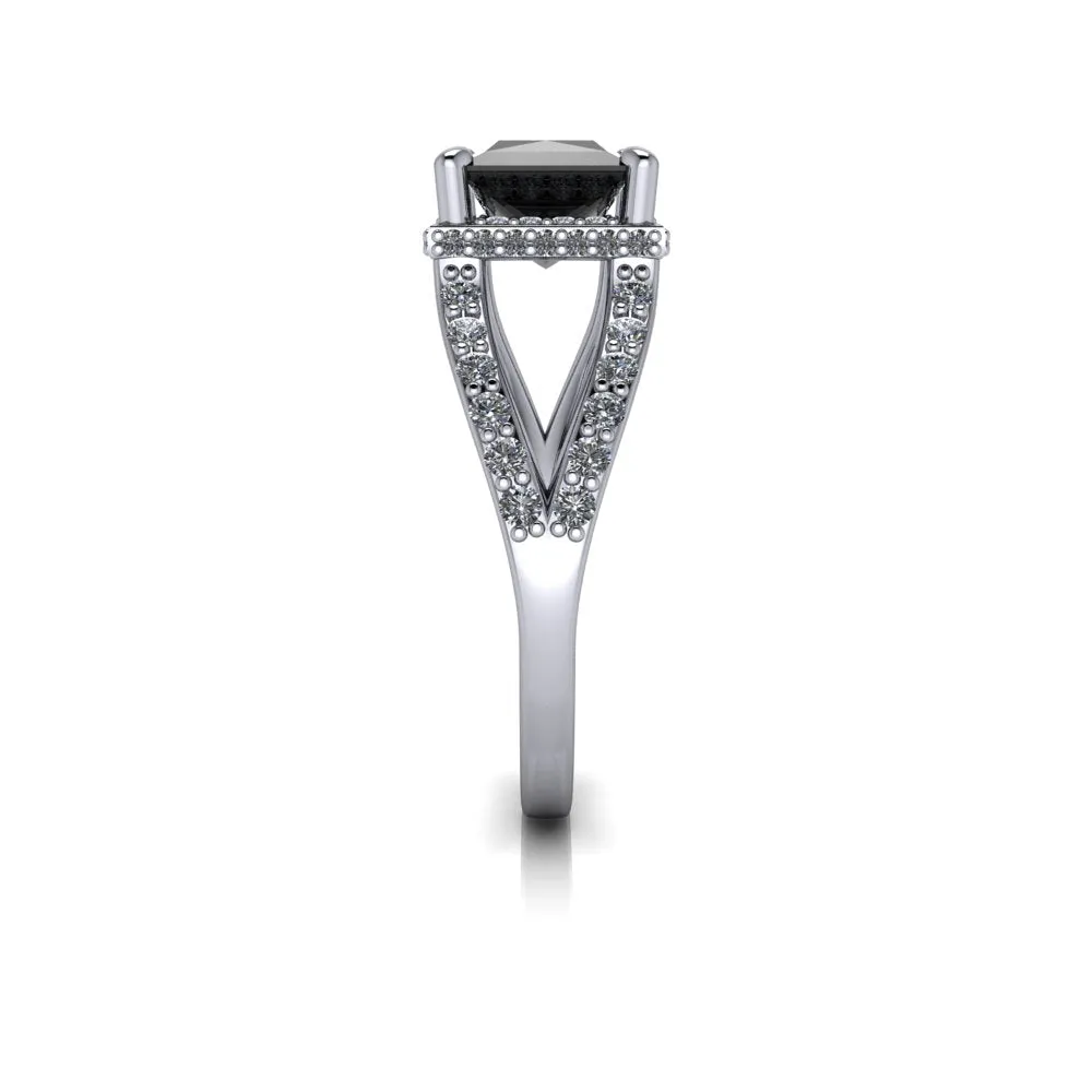 Princess Cut Black Diamond Engagement Ring