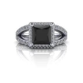 Princess Cut Black Diamond Engagement Ring