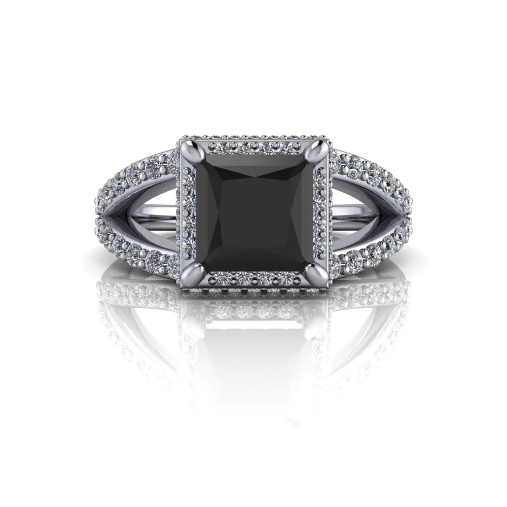 Princess Cut Black Diamond Engagement Ring