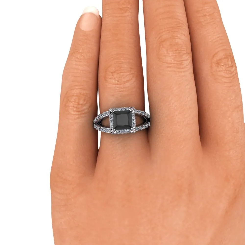 Princess Cut Black Diamond Engagement Ring