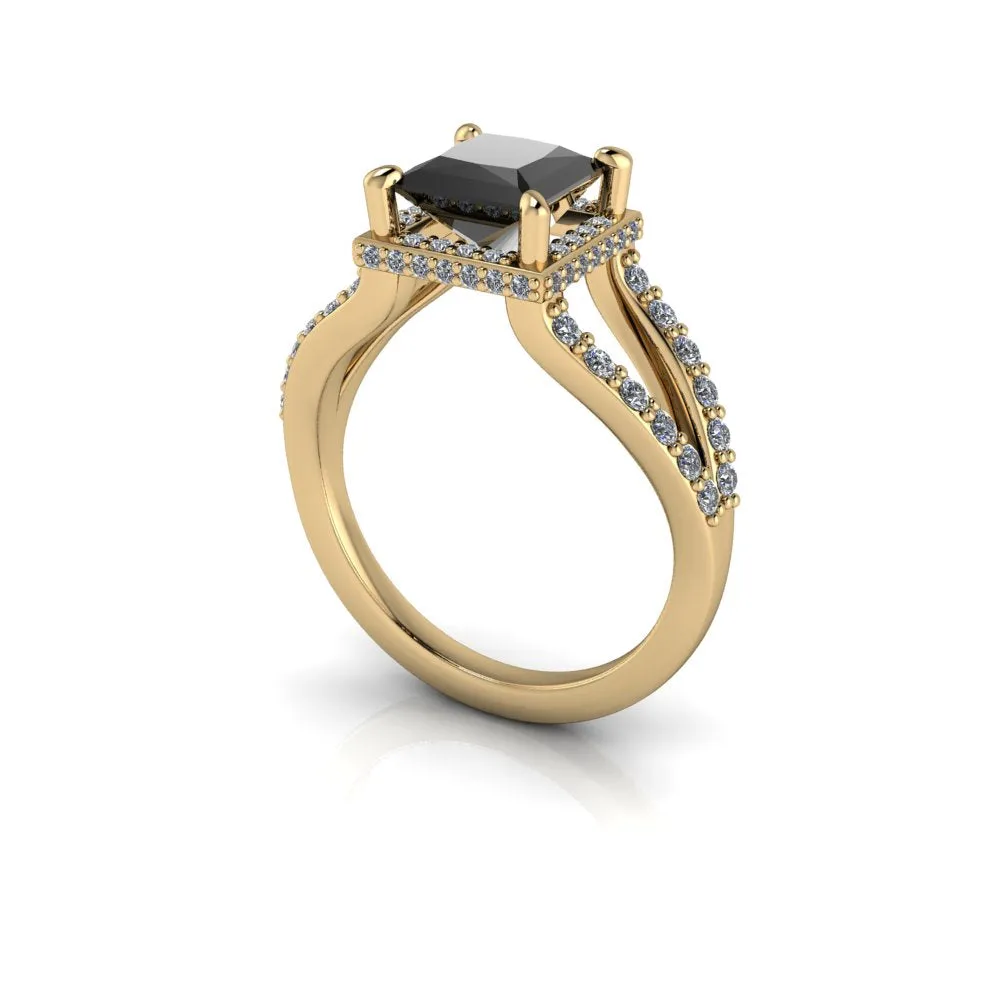 Princess Cut Black Diamond Engagement Ring