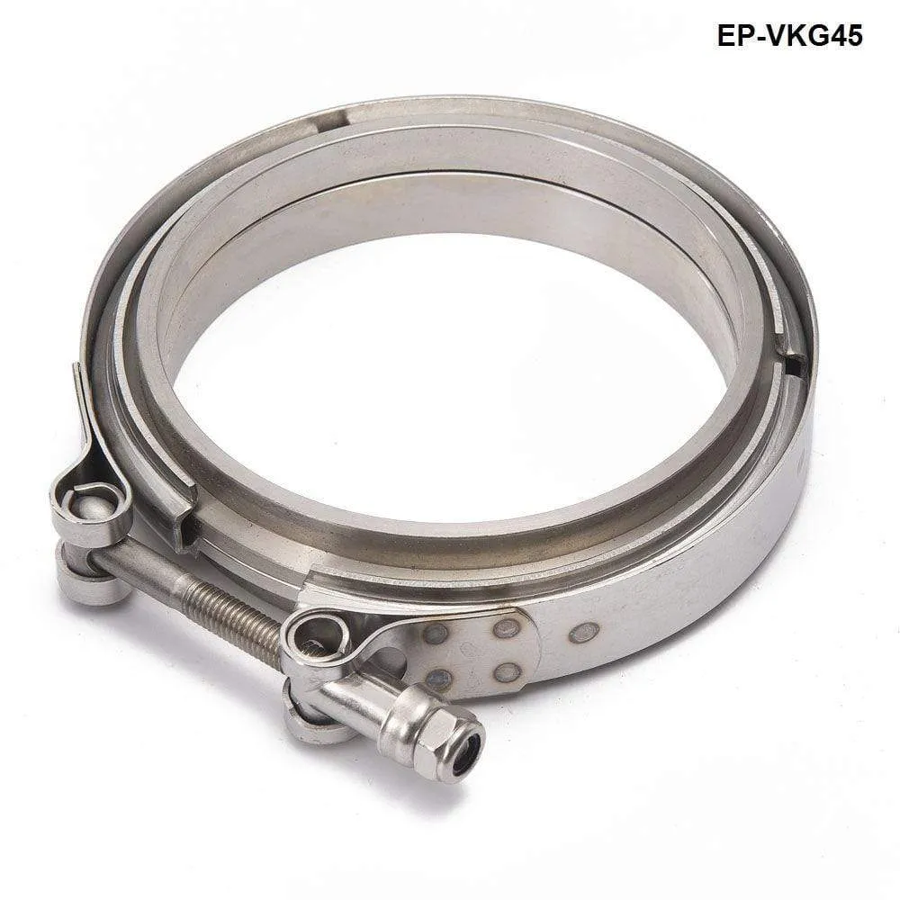 Racing Car T304 Stainless Steel V Band Clamp Flange Assembly For Exhaust Turbo Wastegate  4.5 OD Pipe EP-VKG45