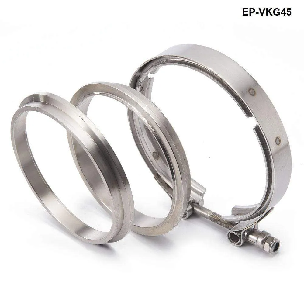 Racing Car T304 Stainless Steel V Band Clamp Flange Assembly For Exhaust Turbo Wastegate  4.5 OD Pipe EP-VKG45