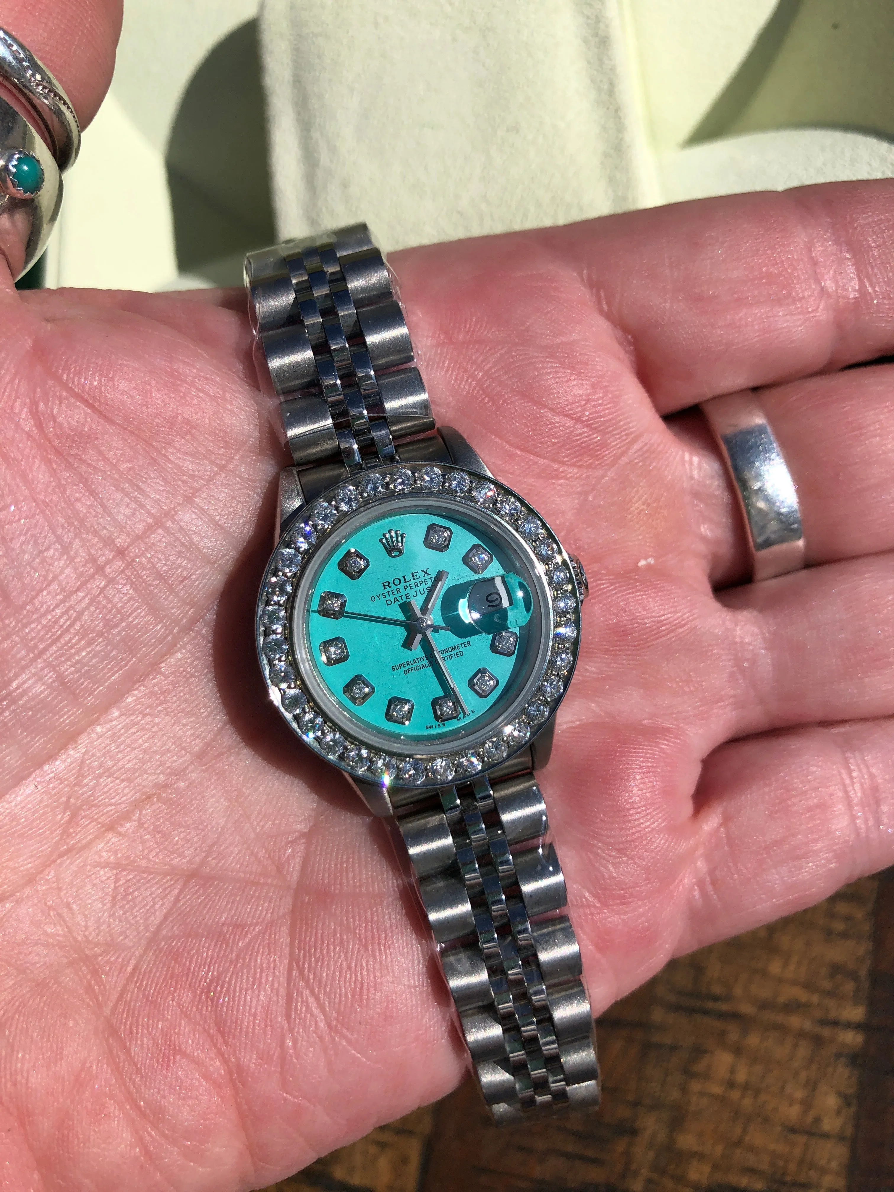 Refurbished/Pre-Owned Custom Women's "Turquoise" Rolex Watch