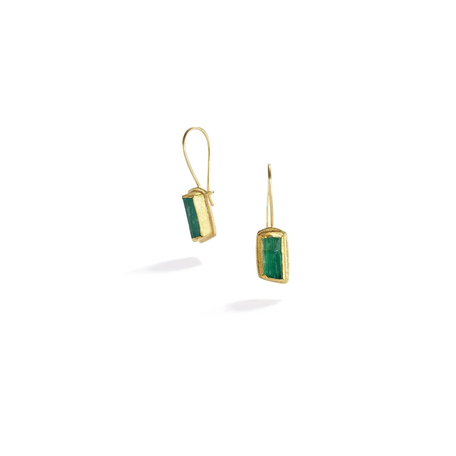 Rough Rectangle Emerald Earrings