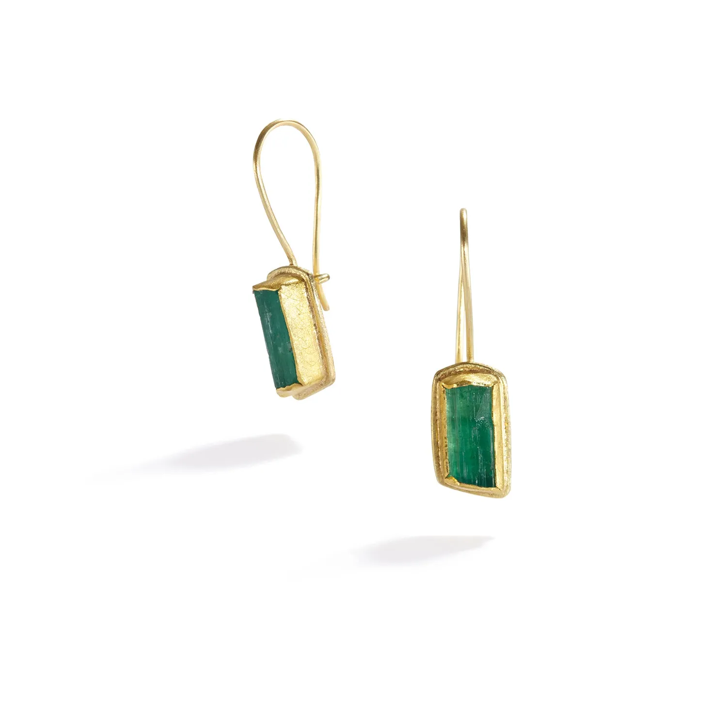 Rough Rectangle Emerald Earrings