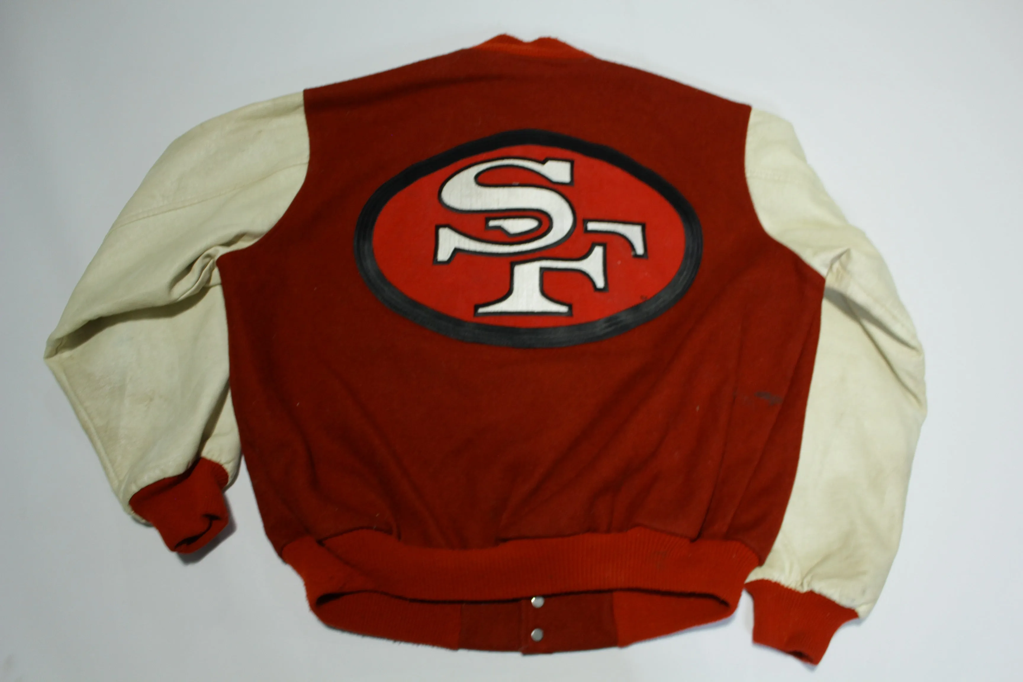 San Francisco 49ers Vintage 80's Chalk Line Made in USA Letterman's Bomber Leather Jacket