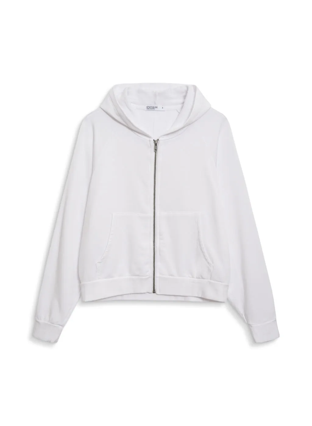 Softest Fleece Cropped Zip-Up Hoodie in White