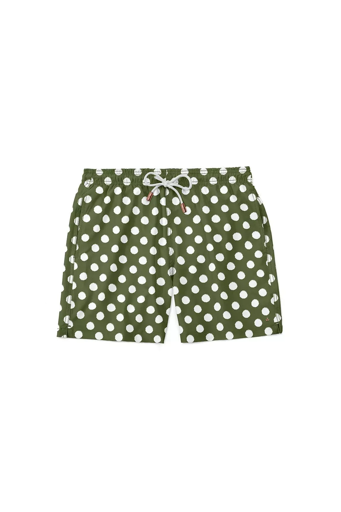 Swim Trunk Vintage Dots Olive Green