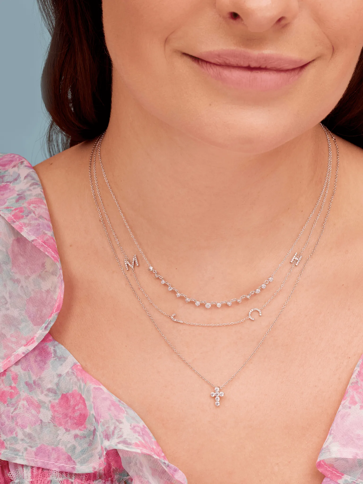 The Diamond Initial Necklace 14K - 3 Letters