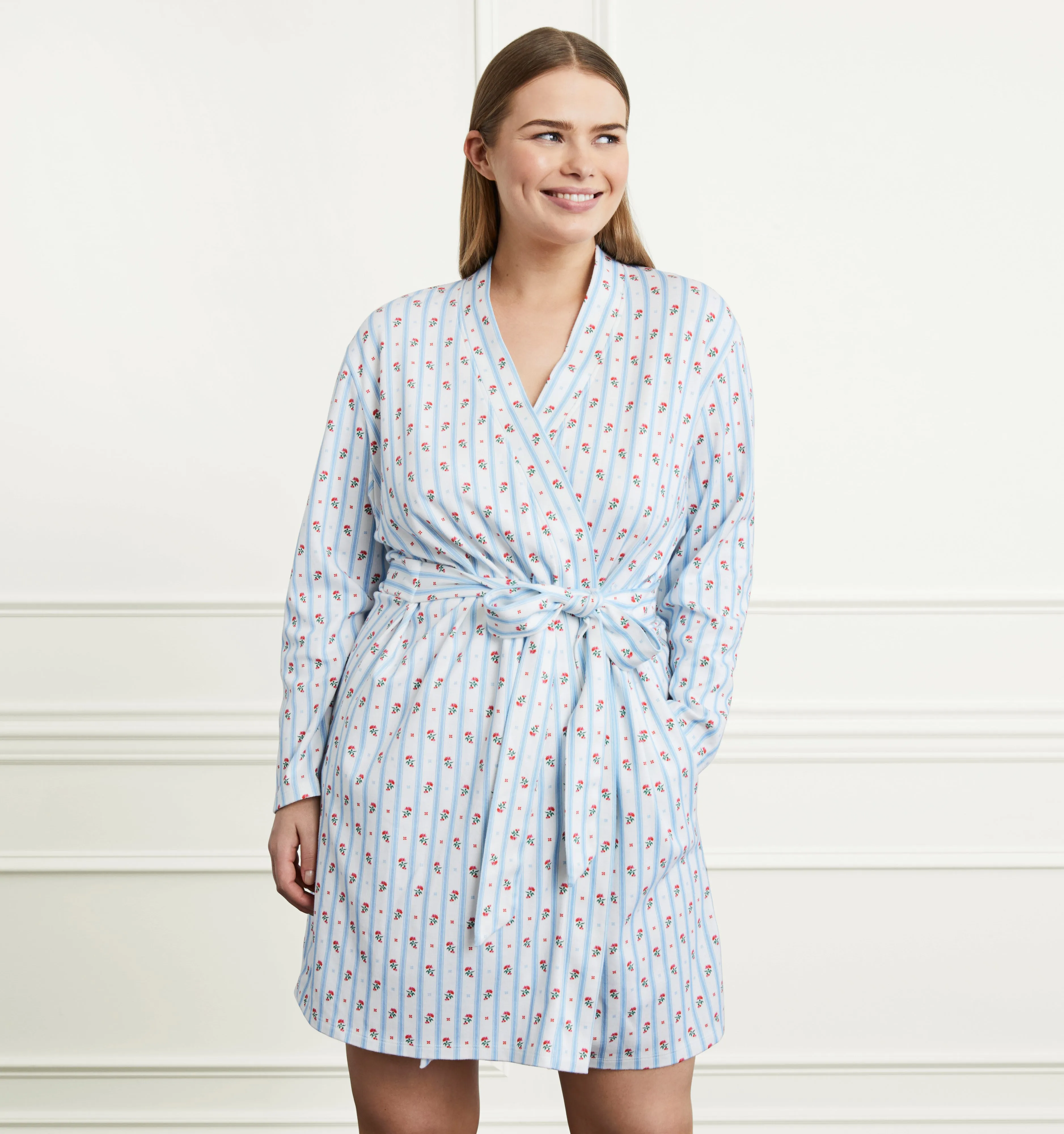 The Drew Robe - Floral Stripe