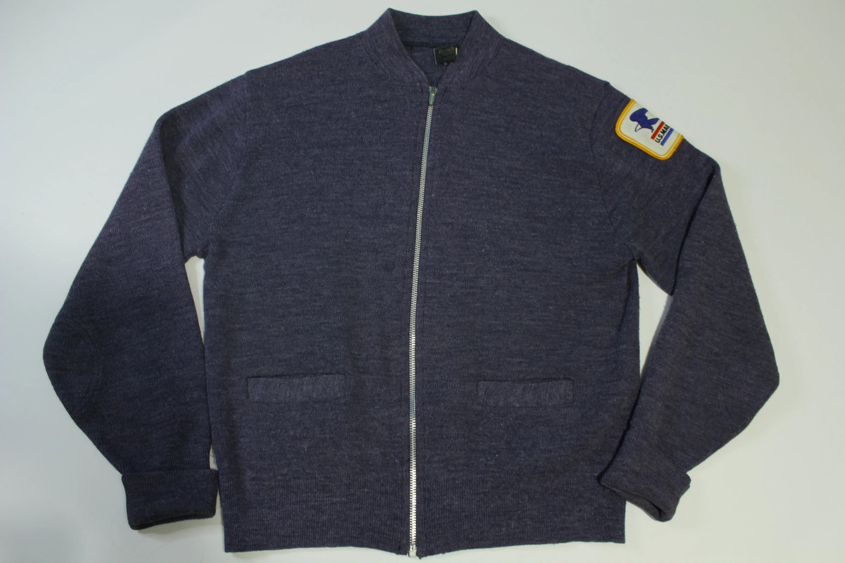 USPS Vintage 70's US Mail Eagle Patch Talon Zipper Brookfield Cardigan Sweater