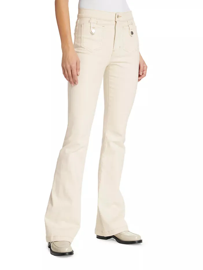 Veronica Beard - Beverly HR Skinny Flare w/Tab Jean - Ecru