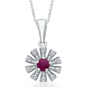 White Gold Ruby & Diamond Heirloom Pendant