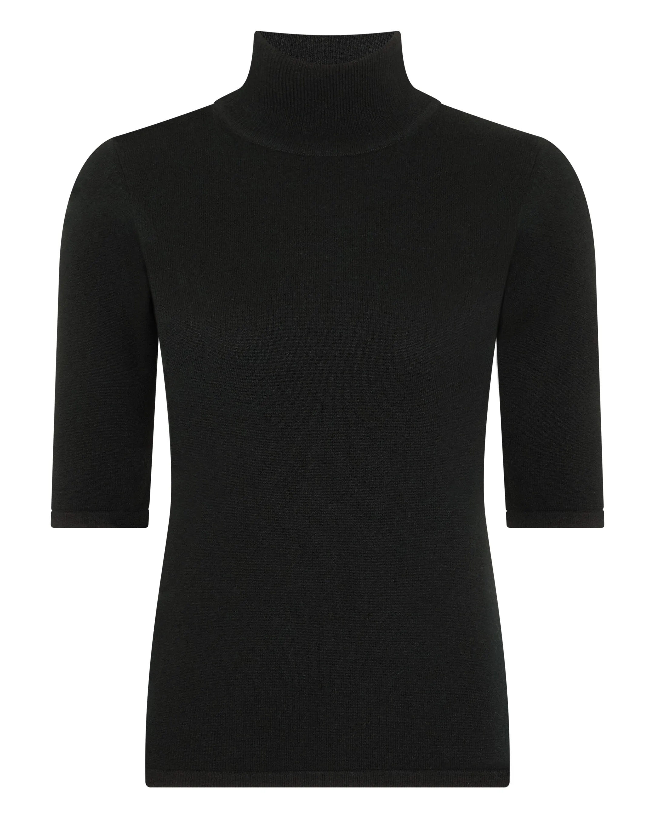 Women's Mock Neck Cashmere T-Shirt Black